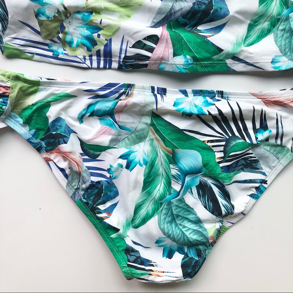 NEW La Blanca Women’s tankini 2 piece swimsuit in white/green -size 10 - Picture 6 of 10